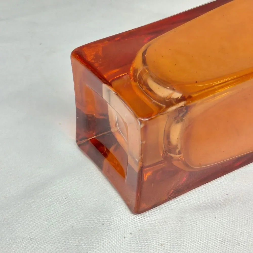 Glossy Amber Glass Rectangular Vase Decorative Solid China